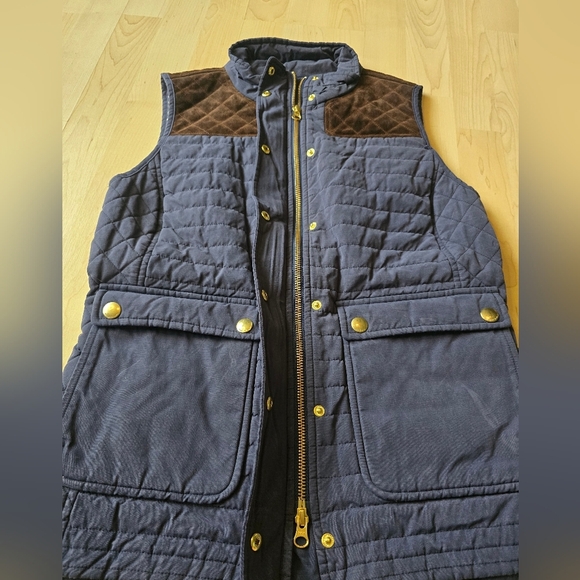 Vineyard Vines Navy Blue Suede Quilted Hunting Vest Size X-Small - Picture 7 of 12